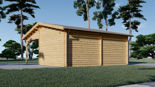 Compact garage with carport (7m x 6m), 44mm
