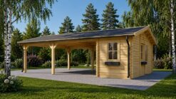 Double carport with shed (5.95m x 7.7m) 44mm