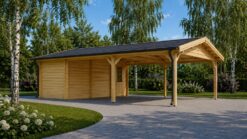Double carport with shed (5.95m x 7.7m) 44mm