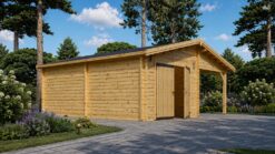 Compact garage with carport (7m x 6m), 44mm