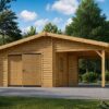 Compact garage with carport (7m x 6m), 44mm