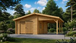Compact garage with carport (7m x 6m), 44mm