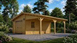 Compact garage with carport (7m x 6m), 44mm