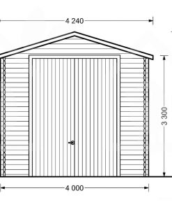 High garage Camping (4m x 8m), 44mm - front