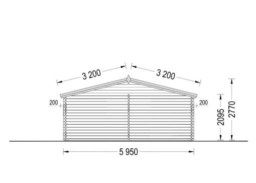 Wooden garage (6m x 6m), 44mm