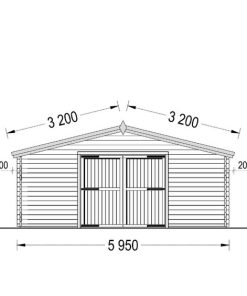 Wooden garage (6m x 6m), 44mm