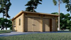 Flat roof double garage (6m x 6m), 44mm