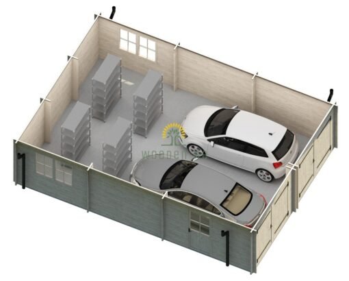 Double Garage Hangar 54 m² with 44 mm / 66 mm Walls