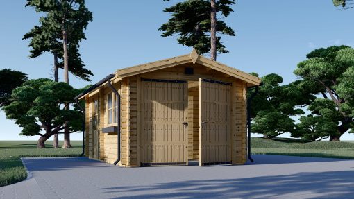 Wooden garage (4m x 5.95m), 44mm