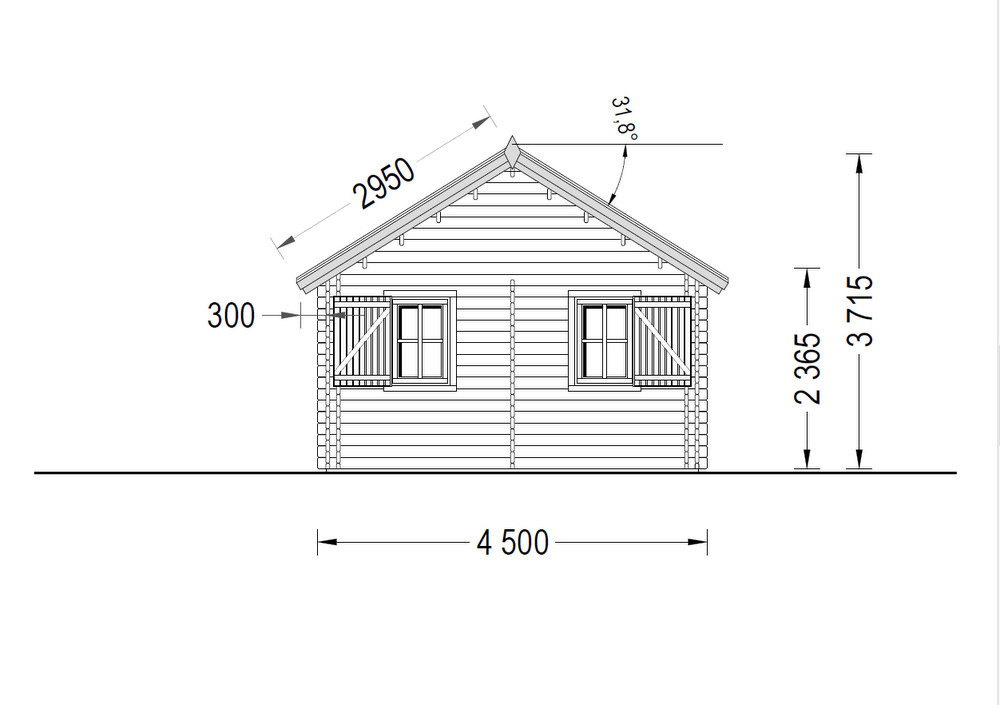 Wooden summerhouse SCOOT (4.5m x 6m), 44mm