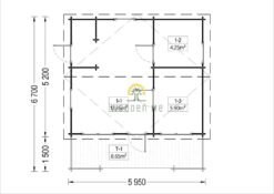 Wooden summerhouse Alto 31 m² (6m x 6.7m) + 8 m² terrace, 44mm