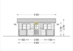 Wooden summerhouse Alto 31 m² (6m x 6.7m) + 8 m² terrace, 44mm