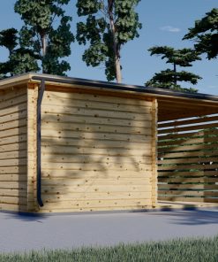 Corner cabin with terrace AISNE PLUS (3m x 3m), 28 mm
