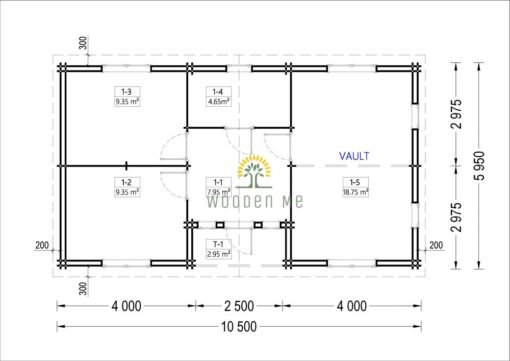 Wooden summerhouse Fill 60 m²_44+44 mm