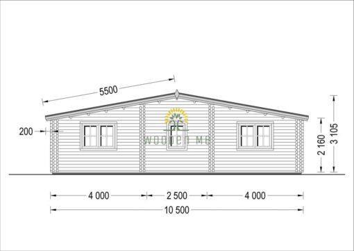 Wooden summerhouse Fill 60 m²_44+44 mm