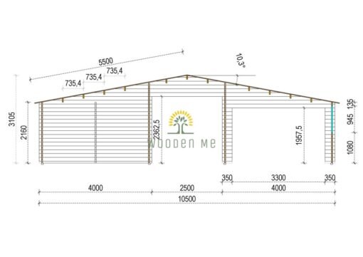 Wooden summerhouse Fill 60 m²_44+44 mm