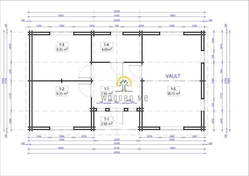 Wooden summerhouse Fill 60 m²_44+44 mm