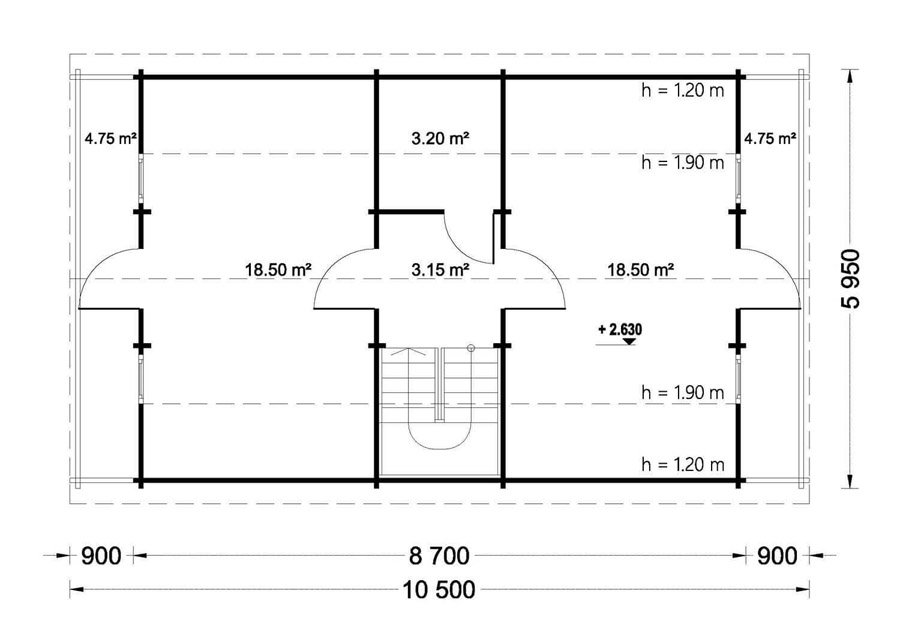 Wooden summerhouse Langon (6m x 8.7m) - floor plan I