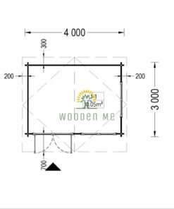 Wooden cabin Lille (12 m²), 34 mm