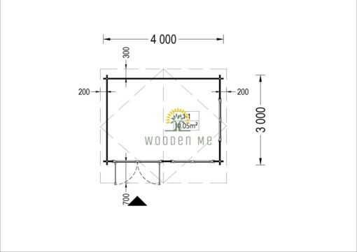 Wooden cabin Lille (12 m²), 34 mm