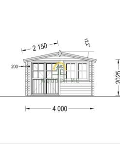 Wooden cabin Lille (12 m²), 34 mm