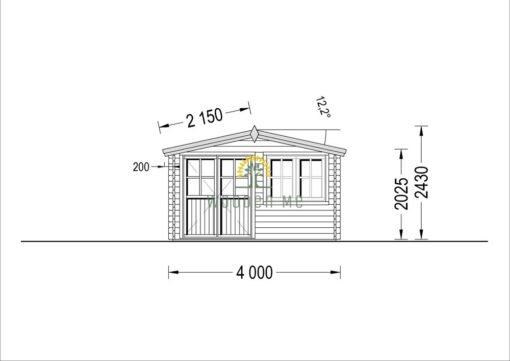 Wooden cabin Lille (12 m²), 34 mm