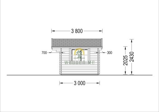 Wooden cabin Lille (12 m²), 34 mm