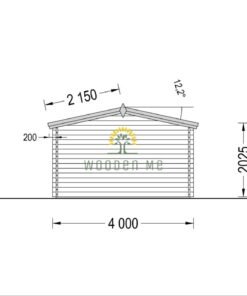 Wooden cabin Lille (12 m²), 34 mm