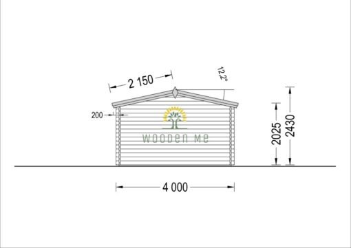 Wooden cabin Lille (12 m²), 34 mm