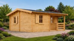 Garden Cabin NANTES (44 mm), 6 × 4.7 m, 24 m² + 3.5 m² Terrace