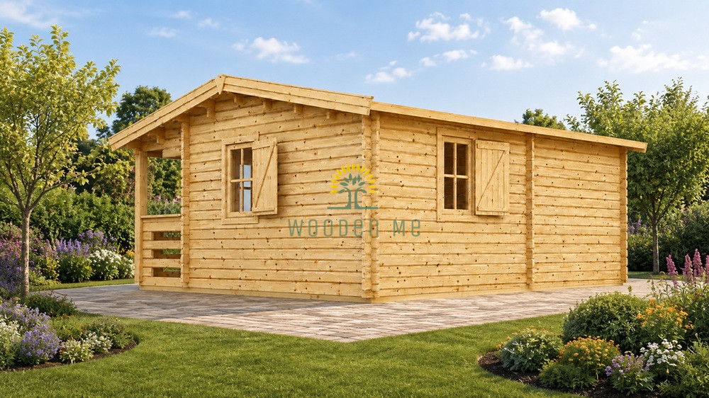 Garden Cabin NANTES (44 mm), 6 × 4.7 m, 24 m² + 3.5 m² Terrace
