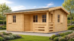 Garden Cabin NANTES (44 mm), 6 × 4.7 m, 24 m² + 3.5 m² Terrace