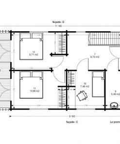 2 storey wood house,Toulouse (6m x 11m) - Floor plan 2
