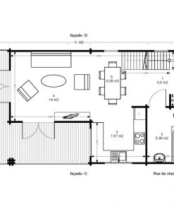 2 storey wood house,Toulouse (6m x 11m) - Floor plan 1