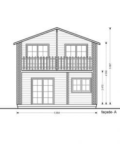 2 storey wood house,Toulouse (6m x 11m) -Front side