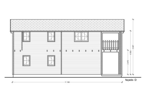 2 storey wood house,Toulouse (6m x 11m) -Right side