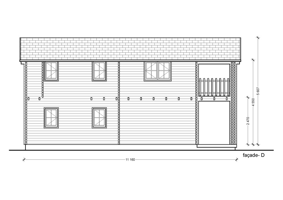 2 storey wood house,Toulouse (6m x 11m) -Right side