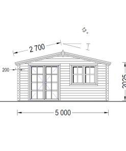 Wooden cabin Wissous 25m² (5m x 5m), 34 mm