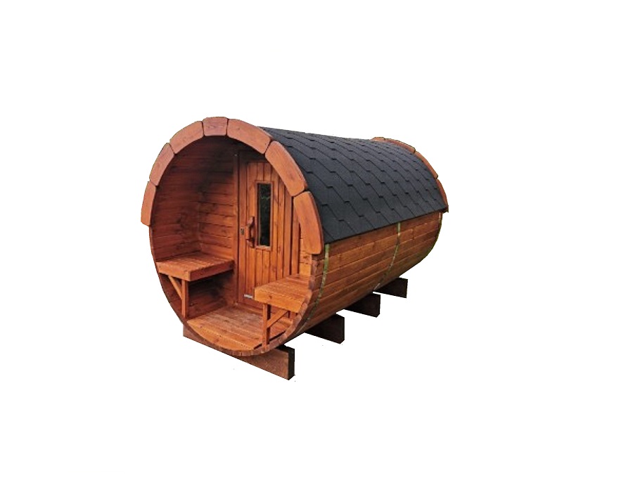 Sauna barrel 3.5 m Ø 2.27 m (with 1m changing room)