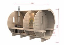 Sauna barrel 3.5 m Ø 1.97 m (with 1m changing room)