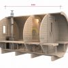 Sauna barrel 4.0 m Ø 1.97 m (with 1m changing room)
