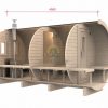 Sauna barrel 4.5 m Ø 2.27 m (with 1.5m changing room)