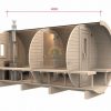 Sauna barrel 4.8 m Ø 2.27 m (with 1.5m changing room)