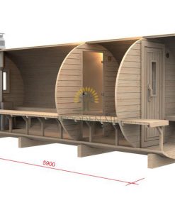Sauna barrel 5.9 m Ø 2.27 m (with 1.5m changing room)