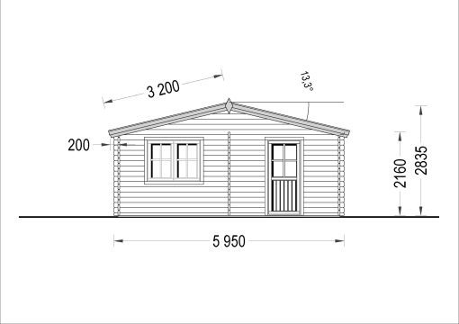 Wooden cabin DREUX (36 m²), 44mm
