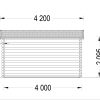 Flat roof wooden cabin DREUX (4m x 3m), 44 mm