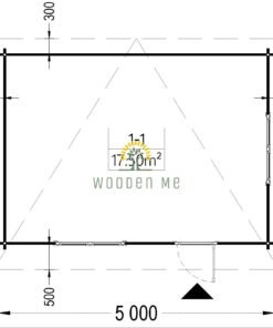 Flat roof wooden cabin DREUX (5m x 4m), 44 mm