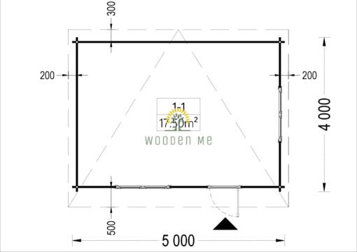 Flat roof wooden cabin DREUX (5m x 4m), 44 mm