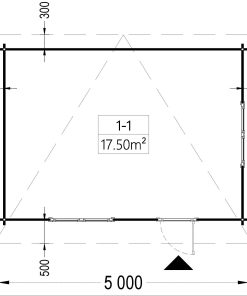 Flat roof wooden cabin DREUX (5m x 4m), 44 mm