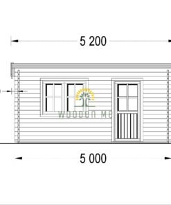 Flat roof wooden cabin DREUX (5m x 4m), 44 mm